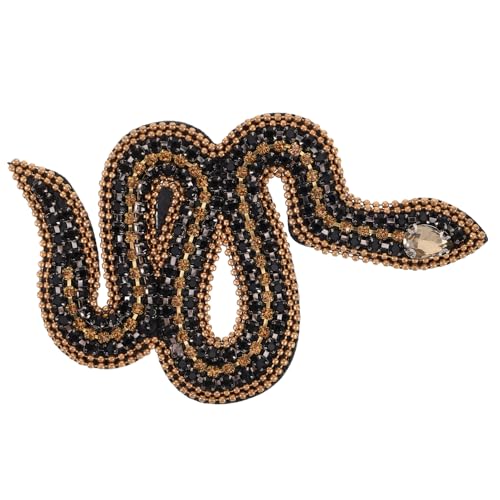 Warmhm Schlangenförmiger Stoffaufnäher mit Strasssteinen Flicken zum Aufbügeln Vintage Designer-Patches Schlangenflecken Schlangen-Rückenpatch Pailletten-Schlangenapplikation Plastik von Warmhm