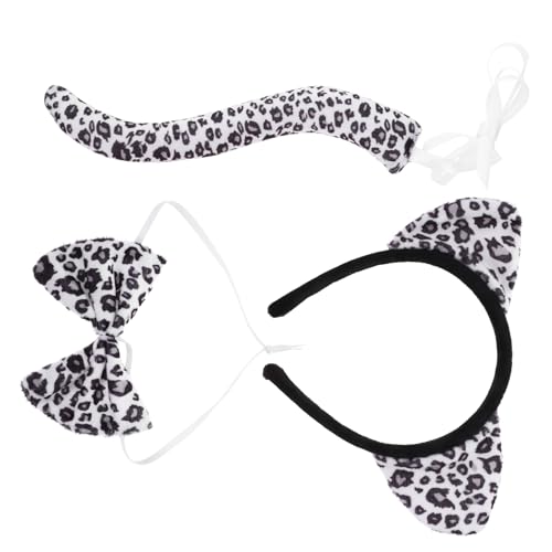 Warmhm Schneeleopard Kostümset für Ohren Stirnband und Fliege Zubehör für Halloween Karneval und Kostümpartys von Warmhm