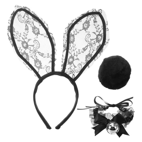 Warmhm Schwarzes Hasenohren Stirnband mit Spitzenkragen und Glocke Weiches Material Detailreiches Hasenkostüm für Halloween Weihnachten Ostern Party Vielseitig für Bälle und Warmhm Schwarzes Hasenohren Stirnband mit Spitzenkragen und Glocke Weiches Material Detailreiches Hasenkostüm für Halloween Weihnachten Ostern Party Vielseitig für Bälle und von Warmhm