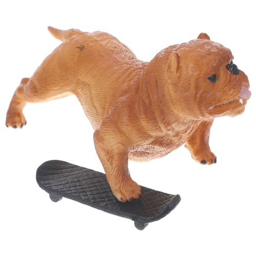 Warmhm Simulierte Hundedekoration mit Skateboard Plüschfigur für Dekorative Hundeskulptur Perfektes für Miniaturgärten und Wohnaccessoires von Warmhm