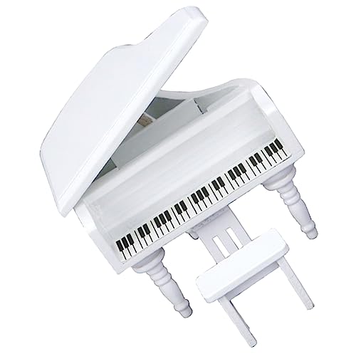 Warmhm Simuliertes Klavier Szenenlayout-Requisite Mini- -klavierdekor Aus Holz Mikrolandschaftsgestaltung Klavierdekor Puppenhauszubehör Mini-Piano-Modell Mini - Hölzern Weiß von Warmhm
