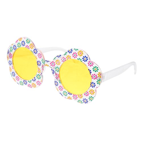Warmhm Sonnenbrille mit Blumendesign Kleine Niedliche Trendige Partybrille für Mädchen Transparente Gelbe Gläser Robustes Material für Geburtstag Strand und Familienfeiern von Warmhm