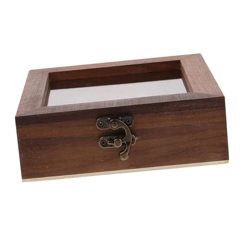 Warmhm Specimen Display Case aus Schwarzem Walnussholz Rechteckige Vitrine mit Klarem Acryldeckel Staubdichte Aufbewahrungsbox für Schmetterlinge und Proben Vintage Holz displaybox von Warmhm
