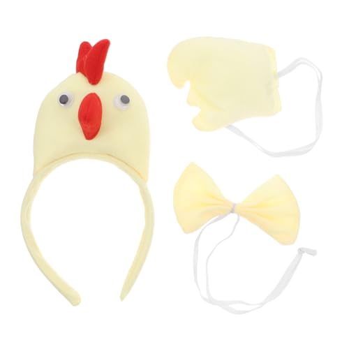 Warmhm Teiliges Hühnchen Kostüm Set für Weiches Haarband Fliege und Niedliches Hühner Accessoire für und Kostümpartys von Warmhm