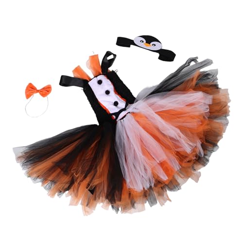 Warmhm Teiliges Pinguin Kostüm Halloween Pinguin Tutu Kleid mit Stirnband und Fliege Weiches Strapazierfähiges Bühnenkostüm für Mädchen Vielseitig für Party Geburtstag und Theater von Warmhm
