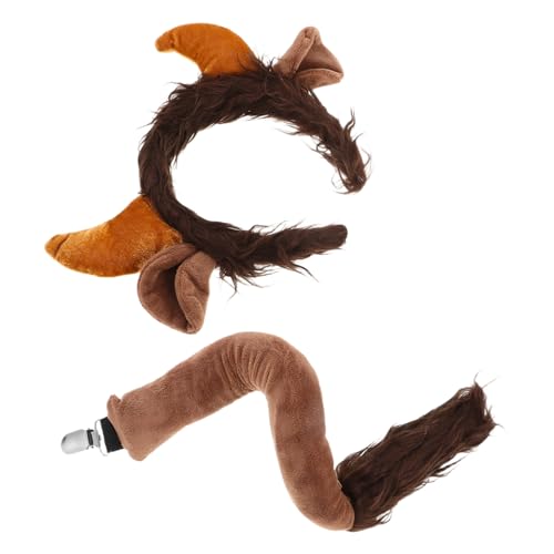 Warmhm Tier Stirnbänder Für Erwachsene Ziegenohren Stirnband Horn Kuhohren Schafohren Bullen Halloween Kuhohren Tier Kopfbedeckung von Warmhm
