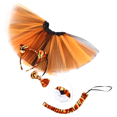 Warmhm Tiger Kostüm Set für Mädchen Teiliges Cosplay mit Weichem Stirnband Realistischer und Tutu Rock Bequemes Material für Karneval Bühnenauftritte und Kostümpartys Warmhm Tiger Kostüm Set für Mädchen Teiliges Cosplay mit Weichem Stirnband Realistischer und Tutu Rock Bequemes Material für Karneval Bühnenauftritte und Kostümpartys von Warmhm