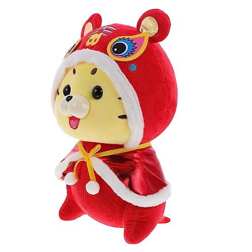 Warmhm Tiger Plüsch Puppe Geburtstag Puppe Tiger Plüschpuppe Maskottchen Tigerpuppe Desktop-puppenverzierung Tigerpuppe Neues Jahr Puppe Kurzer Plüsch Rot von Warmhm