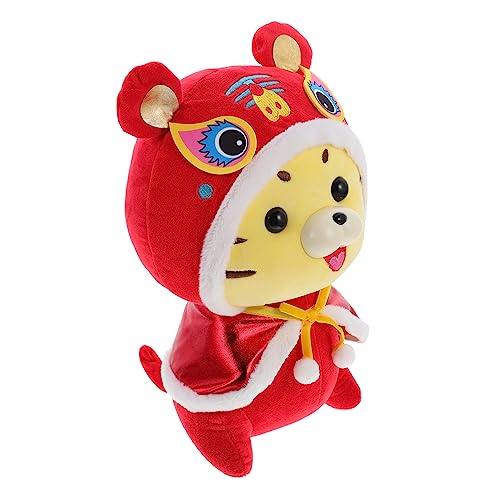 Warmhm Tiger Plüsch Puppe Sternzeichen Tiger Puppe Dekoratives Tigerpuppenspielzeug Desktop-Tiger-Puppe Geburtstag Puppe Tigerpuppe Pp Baumwolle Rot von Warmhm