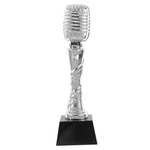 Warmhm Trophäe Imitiertes Mikrofon Trophäenpreis Dekorationen Für Musikpartys Karaoke-Requisiten Goldene Mikrofontrophäe Mikrofon-trophäe Trophäen Für Gesangsdarbietungen Glas Silver von Warmhm