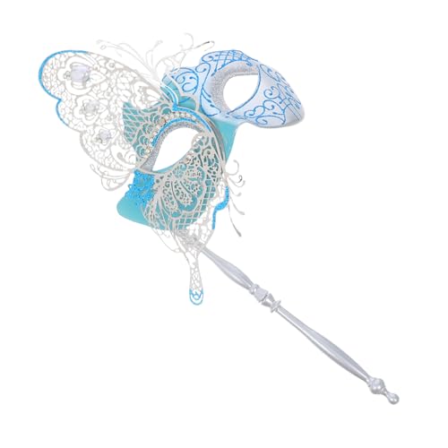 Warmhm Venetian Butterfly mit Metallstab Silber-blau Damen Halloween Kostümmaske für Fasching Karneval Ball Mardi Gras Vielseitiges Partyaccessoire Warmhm Venetian Butterfly mit Metallstab Silber-blau Damen Halloween Kostümmaske für Fasching Karneval Ball Mardi Gras Vielseitiges Partyaccessoire von Warmhm