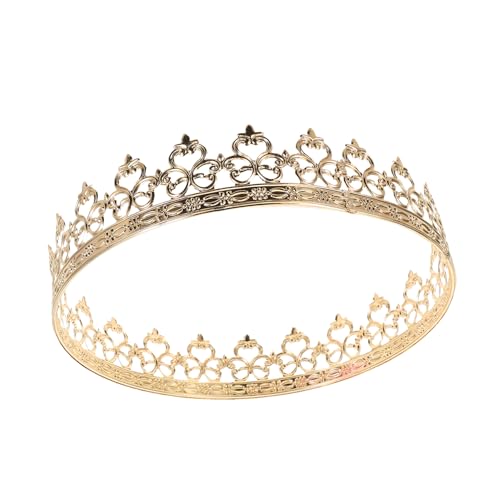 Warmhm Vintage Herren Königskrone aus Metall Goldfarben Leichtes Hohlgearbeitetes Design für Fasching Halloween Cosplay Party Haarschmuck Königliches Accessoire von Warmhm