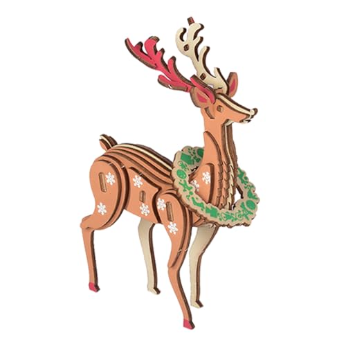 Warmhm Weihnachts-Hirsch-Puzzle Kinderpuzzle Holzpuzzle holzspielzeug weihnachtsbasteln Holz Puzzle weihnachtsdeko Weihnachtspuzzle aus Holz Weihnachtsrätsel hölzern von Warmhm