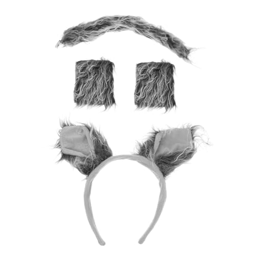 Warmhm Wolf Kostümset mit Haarreifen Handschuhen und für Cosplay und Partys Flauschige Tieraccessoires für Halloween Bühnenaufführungen und Besondere Anlässe von Warmhm