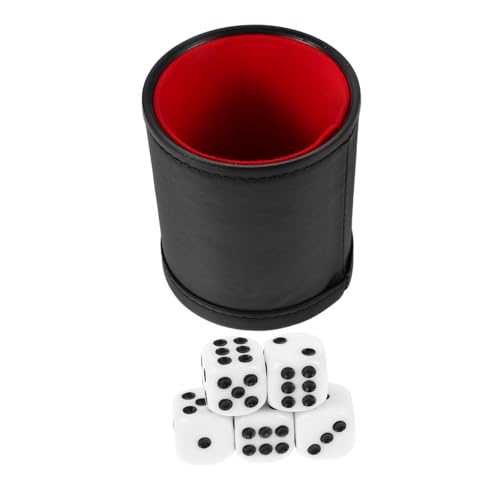 Warmhm Würfelbecher Würfelrollenbecher Würfelschüttler Spiel Würfelrolltablett Würfelspiel Würfelschale Zum Rollen Und Becher Mini- Fall Black Pu von Warmhm