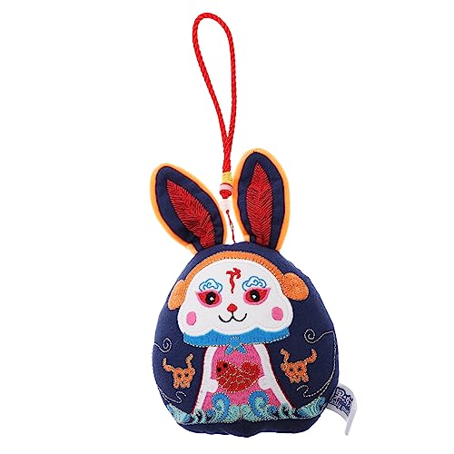 Warmhm Wufu-Kaninchen-Verzierung chinesische neujahrsdekoration Hasen anhänger Rabbit Toys Chinesisches Neujahr Dekoration Kaninchen-Maskottchen-Puppe Hasen Stofftiere Plüsch Blue von Warmhm