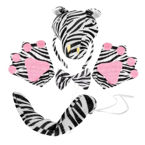 Warmhm Zebra Kostüm Set Teilig Zebra Kopfband und Fliege für Erwachsene Weiches Langlebiges Material für Halloween Cosplay Karneval und Bühnenauftritte von Warmhm