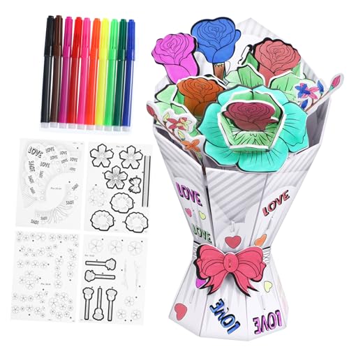 Warmhm Zum Bauen Von Blumen Baustein Blumen 3D-Blume-Puzzle 3D-rätsel Für Erwachsene Schwer Kinderpuzzle Blumenrätsel Dekoratives Blumenspielzeug Papier von Warmhm