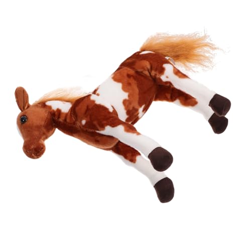 Warmhm kleine Ponypuppe Kuscheltier Plüschpferd tragbares Stofftier entzückendes Stofftier gefüllte Puppe bequemes Stofftier Plüschtier kurzer Plüsch Light Brown von Warmhm