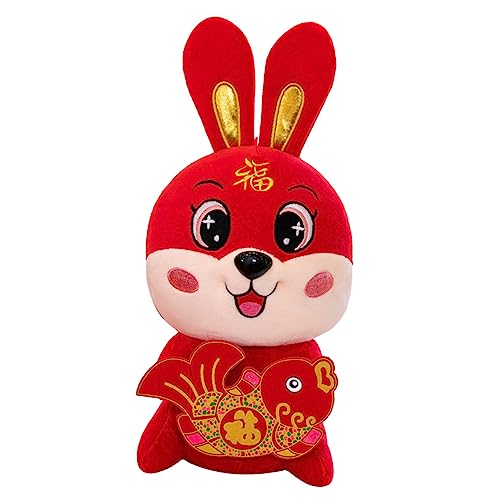 Warmhm verheißungsvolles Fischkaninchen ausgestopftes Hasenspielzeug Hase Plüsch dekorativ für kinderspielzeug Toy Dolls Hasenpuppe neujahr PP Baumwolle rot von Warmhm