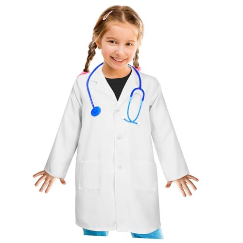 Warmhm weißer Mantel Kind Kleid Peelings Arztkoffer weißer Arztkittel Baumwolle von Warmhm