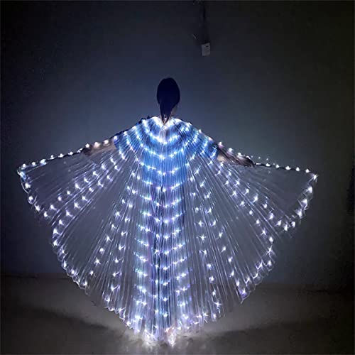 Warooma Bauchtanz Isis Flügel, LED Lichter Schmetterling Flügel mit Teleskopstab, Erwachsene Bauchtanz Kostüm Engelsflügel für Halloween Karneval Performance von Warooma