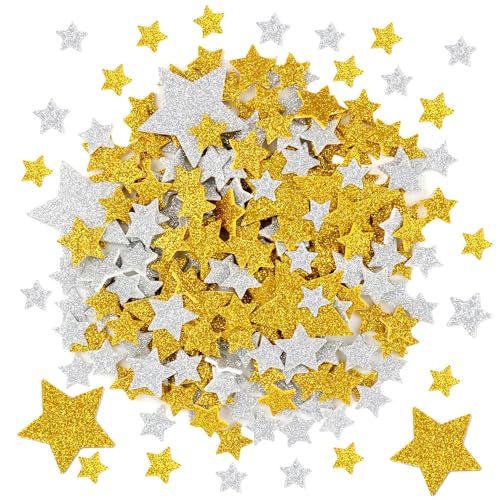 Star 1026 Stück Glitzernde Stern Moosgummi Aufkleber, Selbstklebende Glitzer Sticker für Kinder, Silberne und Goldene Sterne Aufkleber für Sammelalben Wanddekoration DIY Basteln Star 1026 Stück Glitzernde Stern Moosgummi Aufkleber, Selbstklebende Glitzer Sticker für Kinder, Silberne und Goldene Sterne Aufkleber für Sammelalben Wanddekoration DIY Basteln von Warpest