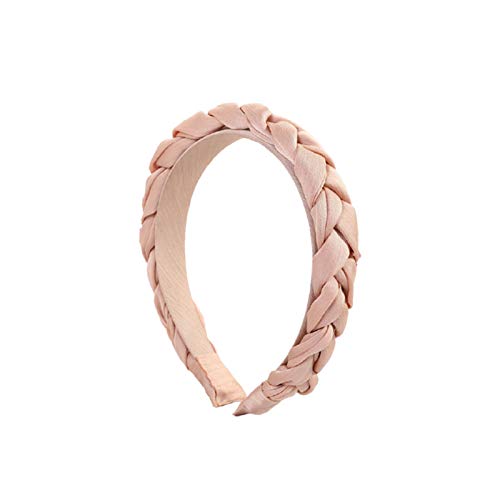 Washranp Frauen Haarband, Frauen Einfarbig Tuch Knoten Satin Geflochtenes Gestricktes Haarband Stirnband Haarreifen Rosa von Washranp