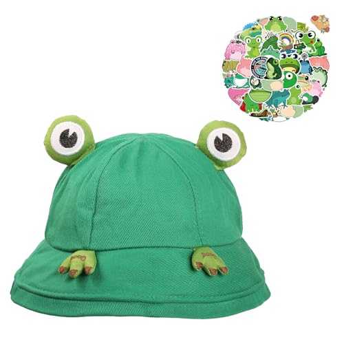 Wasise Froschhut – Frosch-Hut mit 50 wasserdichten Aufklebern, Froschhüte für Kinder, Frosch-Eimer-Kappe für Erwachsene, Frosch-Geschenke, Frosch-Kappen-Kostüm, flippige Hüte für Kinder, niedliches Wasise Froschhut – Frosch-Hut mit 50 wasserdichten Aufklebern, Froschhüte für Kinder, Frosch-Eimer-Kappe für Erwachsene, Frosch-Geschenke, Frosch-Kappen-Kostüm, flippige Hüte für Kinder, niedliches von Wasise