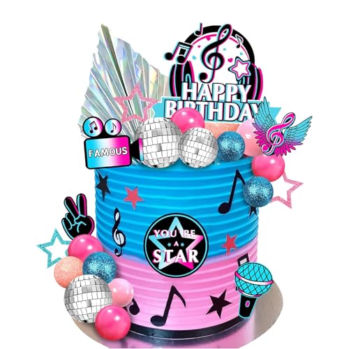 Wasise Musik-Kuchenaufsätze – 32 Stück Musik-Themen-Dekorationen mit Discokugeln und Noten, Disco-Themen-Dekorationen, singende Kuchendekoration für Karaoke, Abschlusszubehör, musikalische Wasise Musik-Kuchenaufsätze – 32 Stück Musik-Themen-Dekorationen mit Discokugeln und Noten, Disco-Themen-Dekorationen, singende Kuchendekoration für Karaoke, Abschlusszubehör, musikalische von Wasise