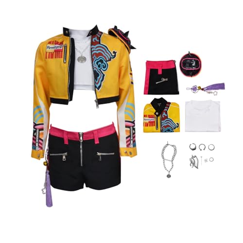 Waslary Hunters Kostüm Mädchen Mira Zoey Rumi Cosplay Kostüm Gelbe Uniform Komplettes Set Halloween Anzug von Waslary