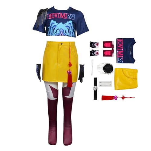 Waslary Hunters Kostüm Mädchen Mira Zoey Rumi Cosplay Kostüm Gelbe Uniform Komplettes Set Halloween Anzug von Waslary