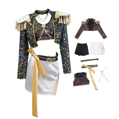 Waslary Huntrix Kostüm Mädchen Mira Zoey Rumi Cosplay Kostüm Schwarz Uniform Komplettes Set Halloween Party Anzug von Waslary