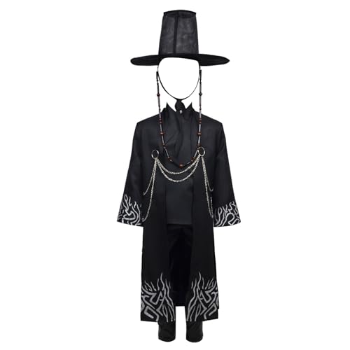 Waslary Saja Boys Kostüm Jinu Cosplay Traditionelle Koreanische Kleidung Herren Schwarzes Anzug Halloween Party Kostüm von Waslary