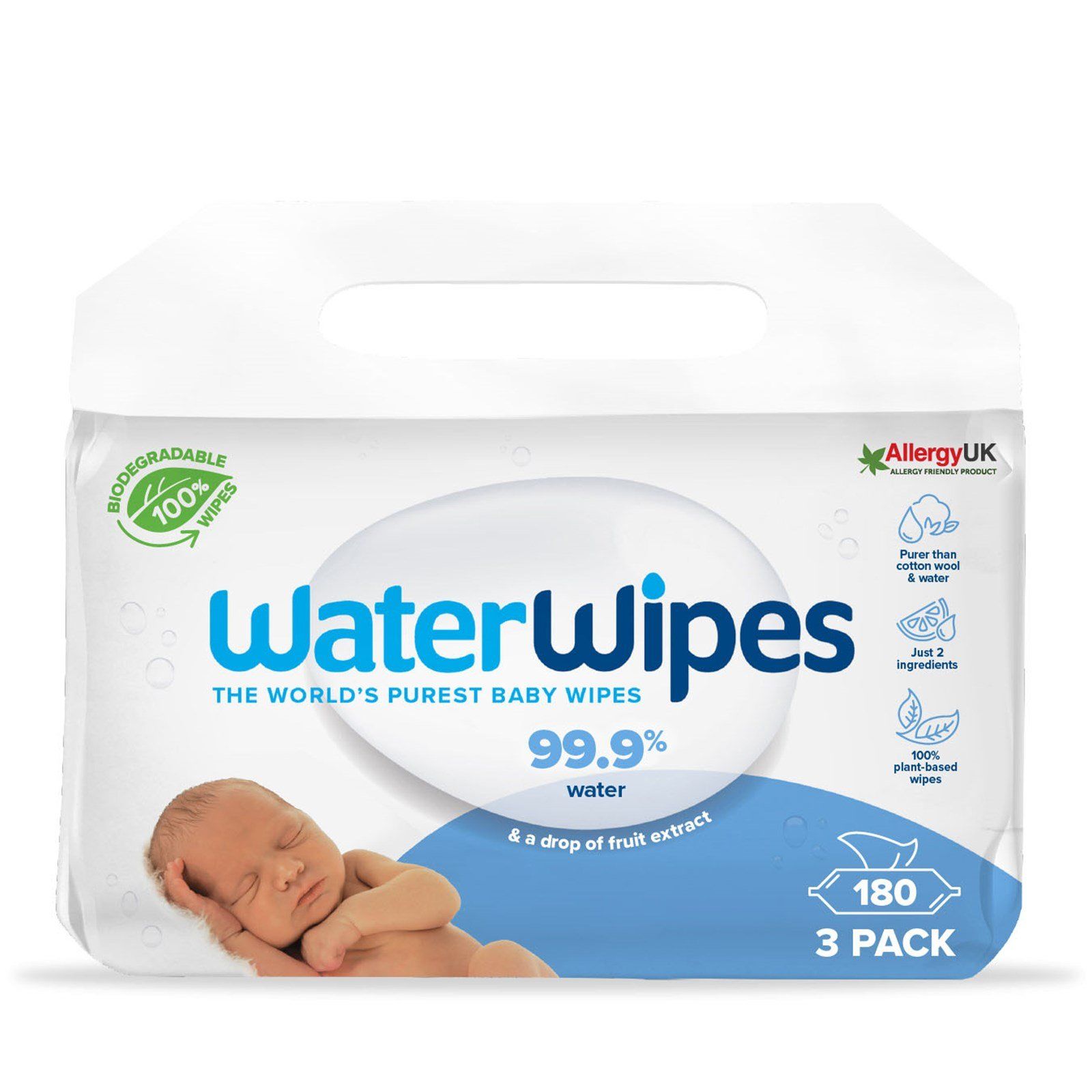 WaterWipes Plastikfreie Feuchttücher 3 x 60er-Pack WaterWipes Plastikfreie Feuchttücher 3 x 60er-Pack von Water Wipes