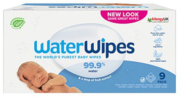 WaterWipes Plastikfreie Feuchttücher 9 x 60er-Pack von Water Wipes
