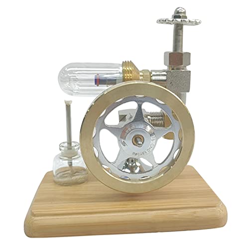 Watlsuz Stirling Motor Modell, Stirling Motor mit Einstellbarer Drehzahl und Horizontalem Schwungrad, Physikalisches Experiment, P?Dagogisches Modell von Watlsuz