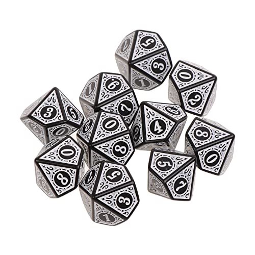 Watreketal 10pcs 5 Farben Vielfältiger Würfel D10 Polyedrale TRPG Spiele Set Brettspiel Unterhaltungskit von Watreketal