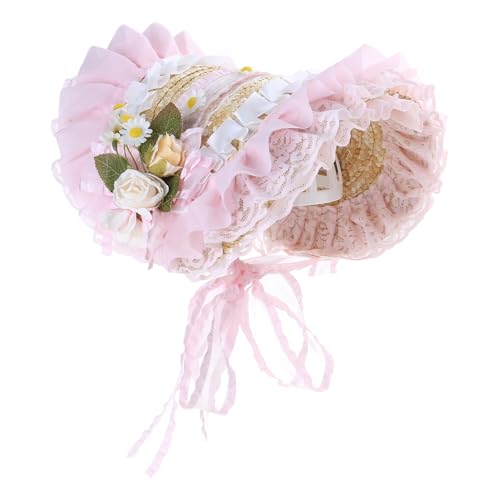 Watreketal Mädchen Strohhut Sunhat Für Kirchenferien Foto Requisiten Girls Maid Dress Up Sunhat Tragen Party Kopfbedeckung Palaststil von Watreketal