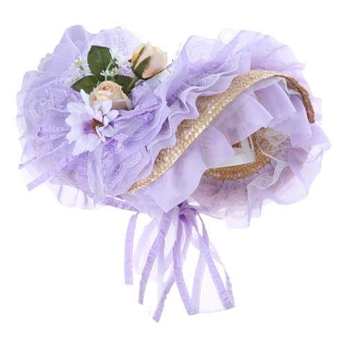 Watreketal Mädchen Strohhut Sunhat Für Kirchenferien Foto Requisiten Girls Maid Dress Up Sunhat Tragen Party Kopfbedeckung Palaststil von Watreketal