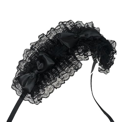 Watreketal Ruffled Spitzenverkleidung Stirnbänder Cosplay Tüll Französische Kopfbedeckung Kopfschreibe Maid Kopfbedecke Fotografie Haarstück Französisches Spitzenhaarstück von Watreketal