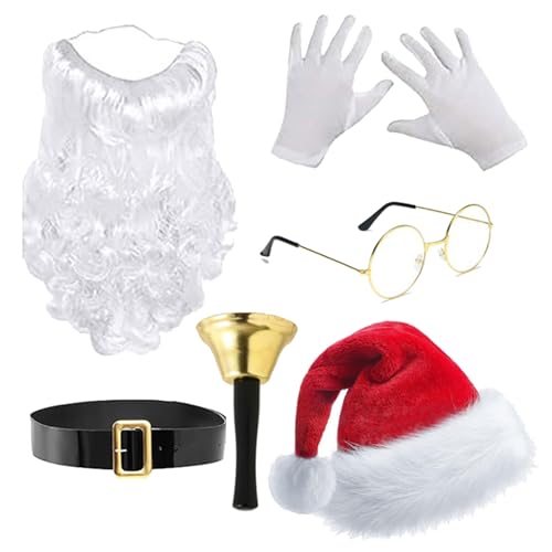 Watreketal Santa Anzug Santa Mit Brillen Und Handschuhen Für Weihnachtsfoto Requisiten Für Dress Up Partyzubehör Weihnachtskostümschmuck von Watreketal