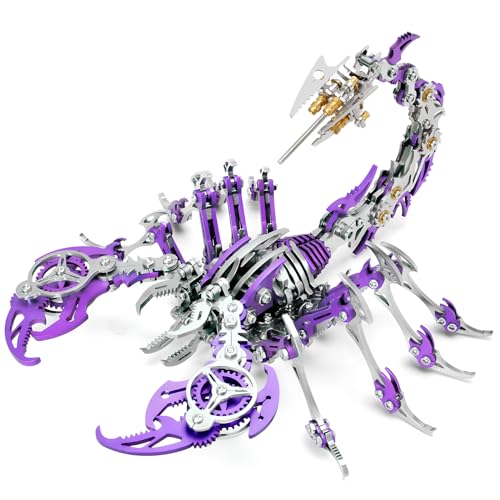 3D-Puzzlesets aus Metall, Skorpion für Erwachsene, Jugendliche, mechanische Montage, ideal für Geschenke und Dekorationen, 454 Stück (Purpur) von Wauvmoss