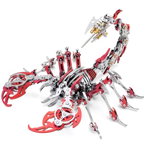 3D-Puzzlesets aus Metall, Skorpion für Erwachsene, Jugendliche, mechanische Montage, ideal für Geschenke und Dekorationen, 454 Stück (rot) von Wauvmoss