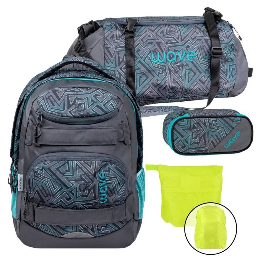 Wave Schulrucksack Set Infinity Move "Chaos Lagoon" mit Regenschutz von Wave