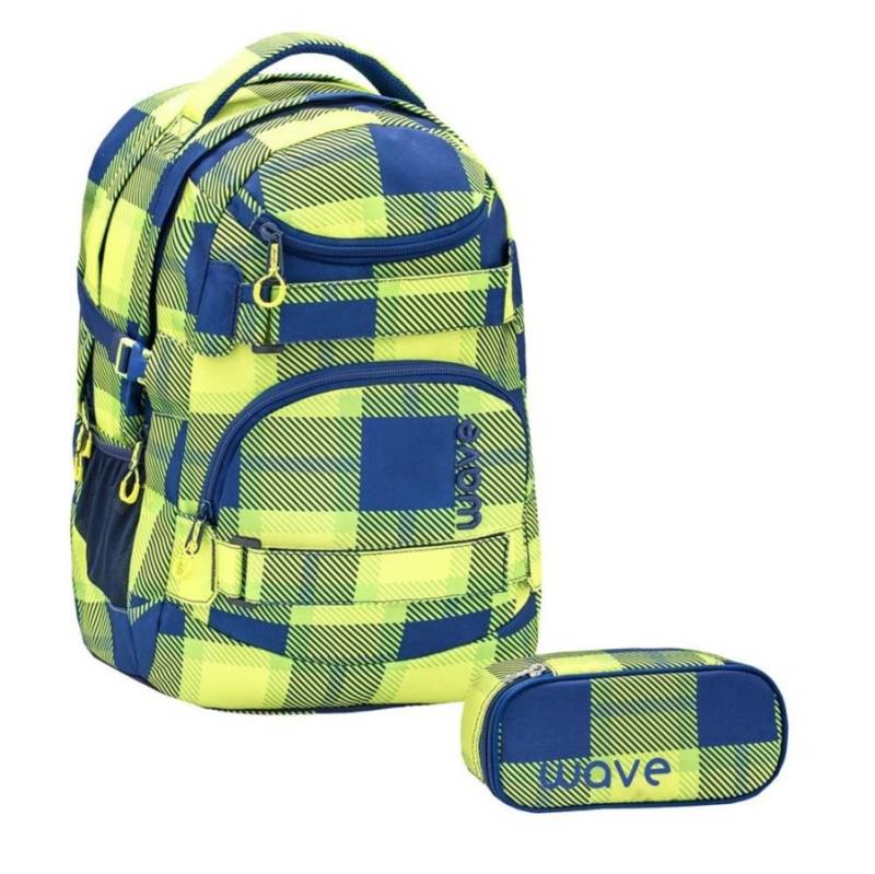 Wave Schulrucksack Set NEON PATTERN 2teilig mit Schlamper von Wave