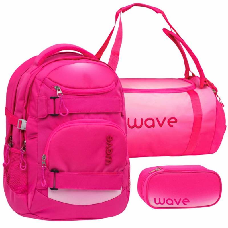 Wave Schulrucksack Set OMBRE LIGHT PINK 3teilig mit Sporttasche und Schlamper von Wave