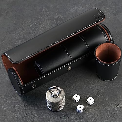 WaveB4 Schockbesteck Edelstahl mit Würfelbecher Set 4 Becher 20 Würfel und Knobelturm - schocken knobeln Jule meiern Maxen (Klassisch) von WaveB4