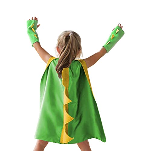 Wawogic Dinosaurier Kostüm Cape Drachen Kostüm Mit Handschuhe Dino Cosplay Kinder Halloween Dino Kostüm von Wawogic