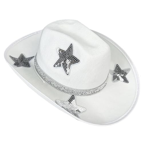Pailletten-Stern-Braut-Cowgirl-Hut, Musik-Festivalhut, große Krempe, Sonnenhut, Halloween-Kostümhut, Hochzeit, Party, Panamahut Pailletten-Stern-Braut-Cowgirl-Hut, Musik-Festivalhut, große Krempe, Sonnenhut, Halloween-Kostümhut, Hochzeit, Party, Panamahut von Wayfadacc